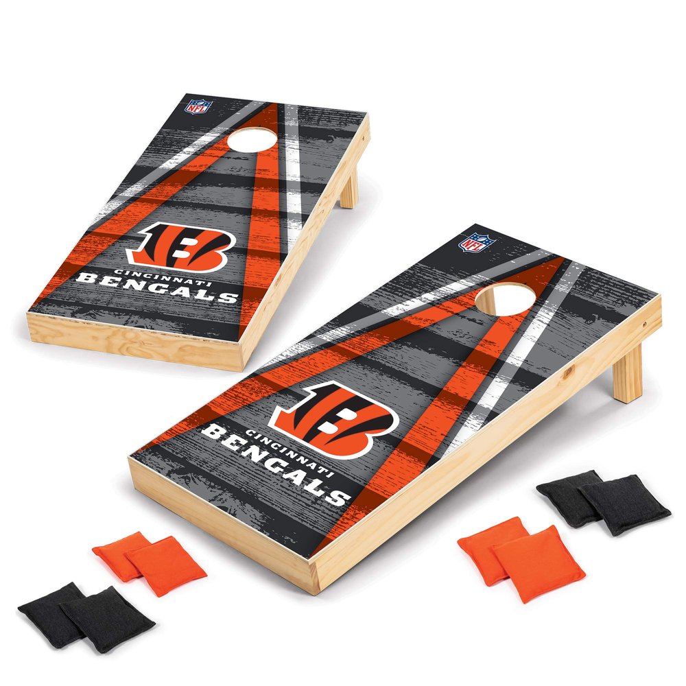 Wild Sports 2' x 4' Wood Tournament Cornhole Set - Direct Printed - Cincinnati Bengals- perfect for Backyard, Beach, Park, Tailgates, Outdoors and Indoors