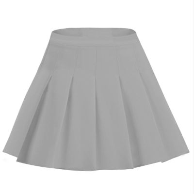EXCHIC Women's High Waist Pleated Skater School Tennis Skirts (Gray, XL)
