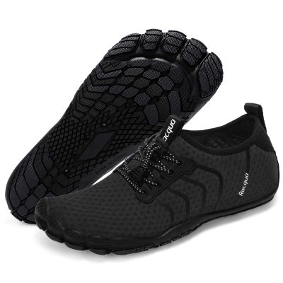Racqua Water Shoes Quick Dry Barefoot Beach Aqua Sport Swim Surf Pool Hiking Diving Walking for Men Women Black 7.5 W/6.5 M