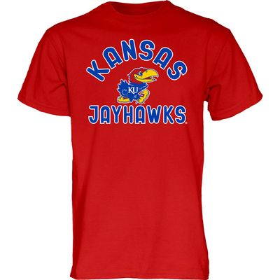 Blue 84 Men's Kansas Jayhawks T Shirt Line Up Secondary Color, Kansas Jayhawks Red, Medium