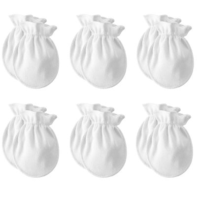 Newborn Baby Mittens No Scratch Cotton Gloves Warm Mittens Baby Glove for Boys Girls 6-pairs/White