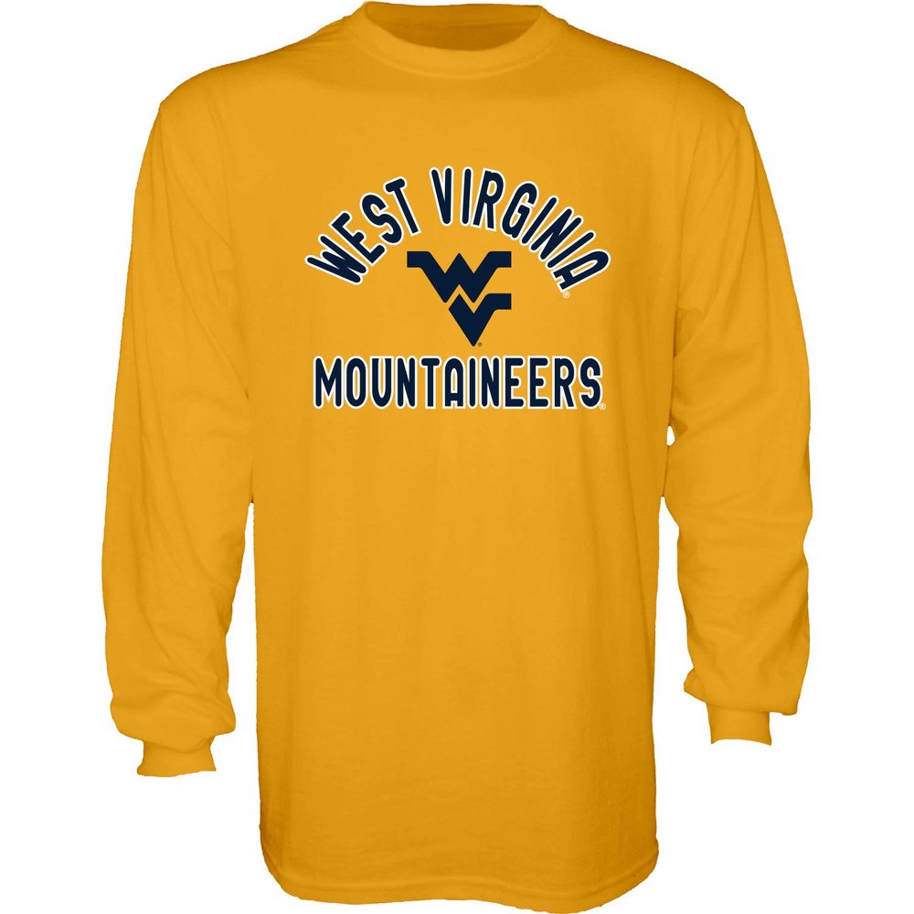 Blue 84 Men's West Virginia Mountaineers Long Sleeve T Shirt Line Up Secondary Color, West Virginia Mountaineers Gold, Large