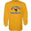 Blue 84 Men's West Virginia Mountaineers Long Sleeve T Shirt Line Up Secondary Color, West Virginia Mountaineers Gold, Large view 1