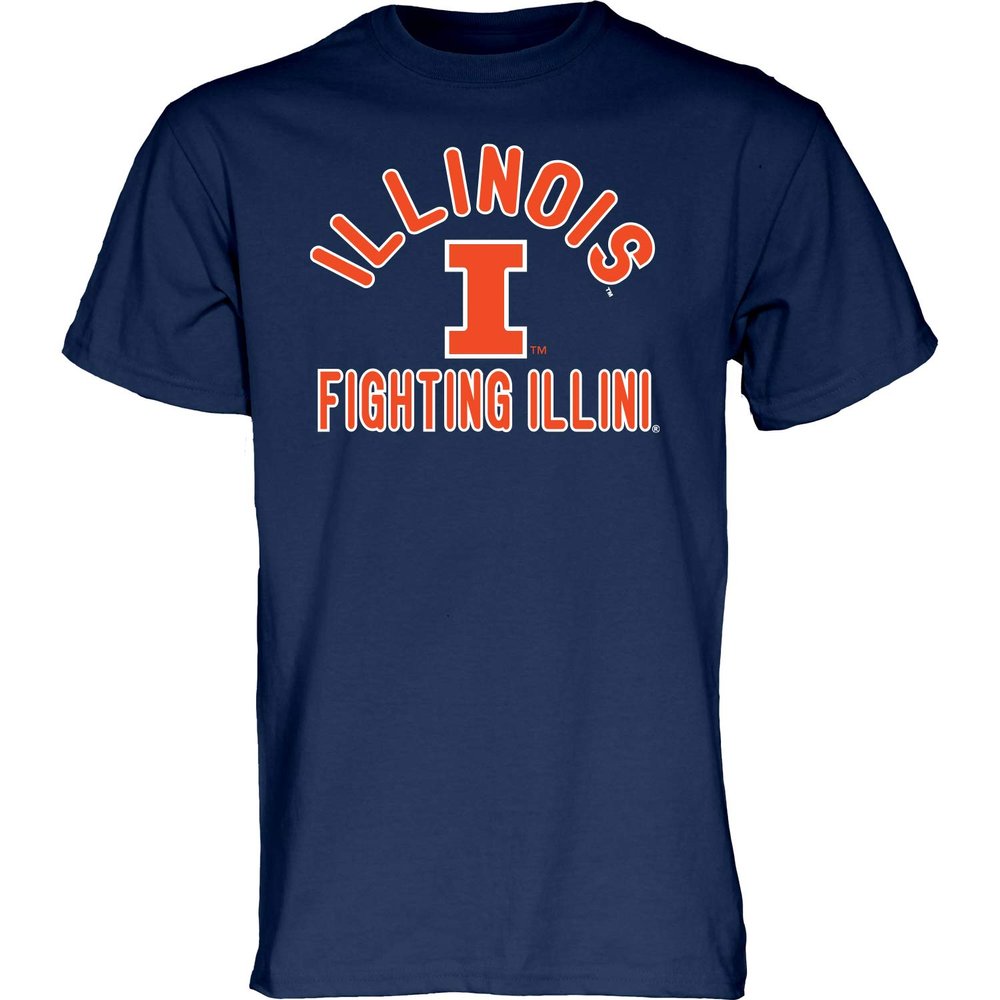 Blue 84 Men's Illinois Illini T Shirt Line Up Team Color, Illinois Illini Navy, Small