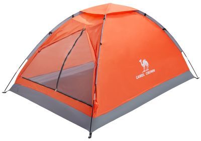 CAMEL CROWN 2 Person Camping Tent with Removable Rain Fly, Easy Setup Outdoor Tents Water Resistant Lightweight Portable for Family Backpacking Camping Hiking Traveling (Orange-2person)
