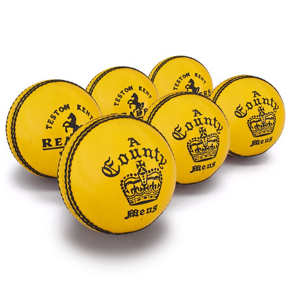 Readers Unisex's County Crown, 5.5oz Cricket Balls (Box of x6), Yellow, Mens