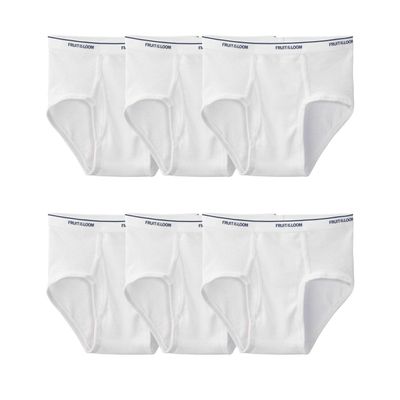 Fruit of the Loom Mens Cotton White Briefs 6 Pack, XL, White