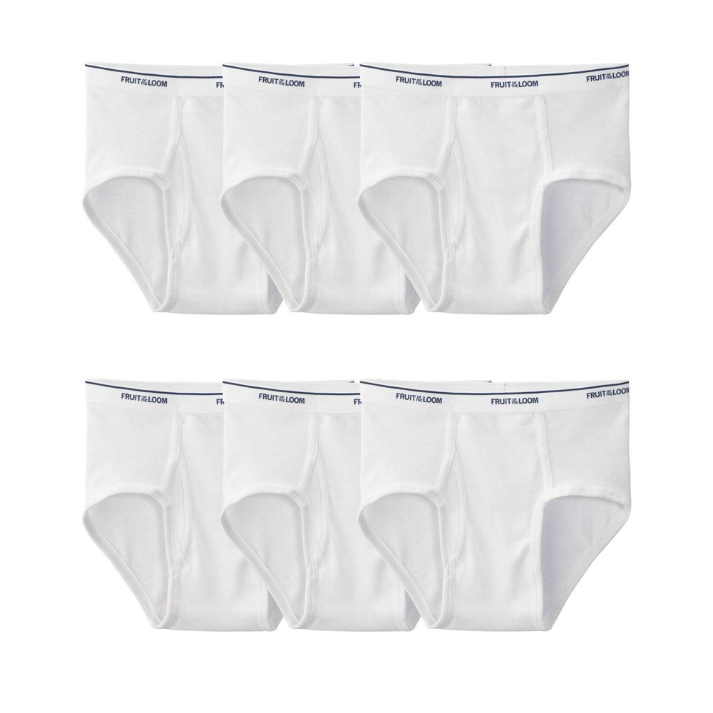 Fruit of the Loom Mens Cotton White Briefs 6 Pack, XL, White