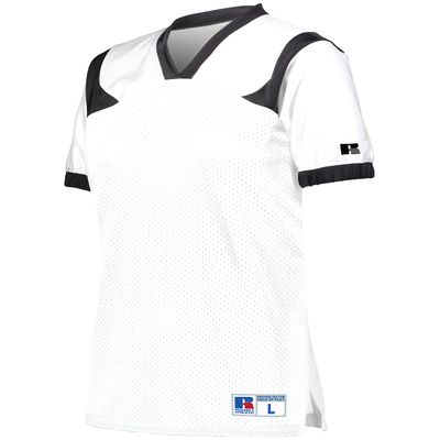 Russell Athletic Ladies Phenom6 Flag Football Jersey  Elite Performance Mesh Football Shirt for Women, Perfect for Team Play & Training, White/Black XS