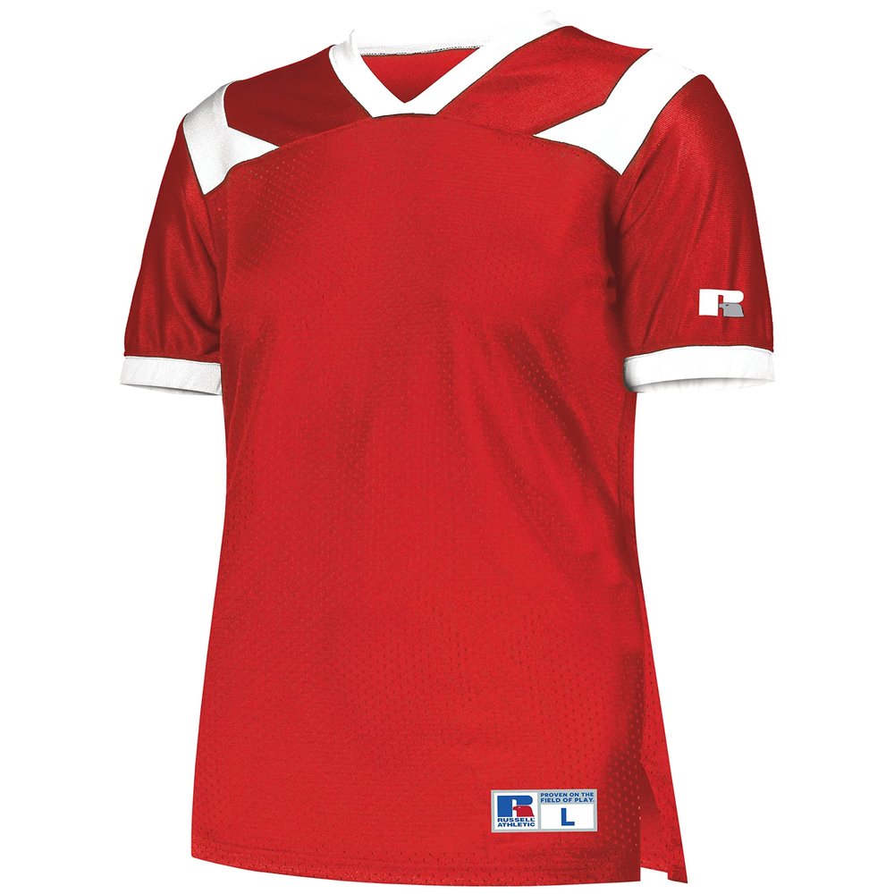Russell Athletic Ladies Phenom6 Flag Football Jersey  Elite Performance Mesh Football Shirt for Women, Perfect for Team Play & Training, True Red/White M