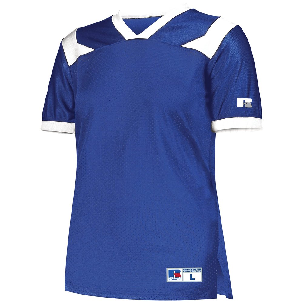 Russell Athletic Ladies Phenom6 Flag Football Jersey  Elite Performance Mesh Football Shirt for Women, Perfect for Team Play & Training, Royal/White XL