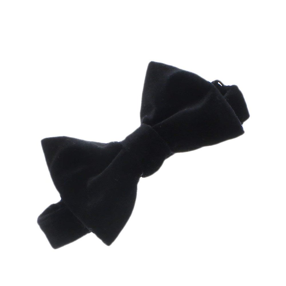 My Lello Velvet Baby Pre- Tied Adjustable Bow Tie Solid Formal Tuxedo Style - BlacK