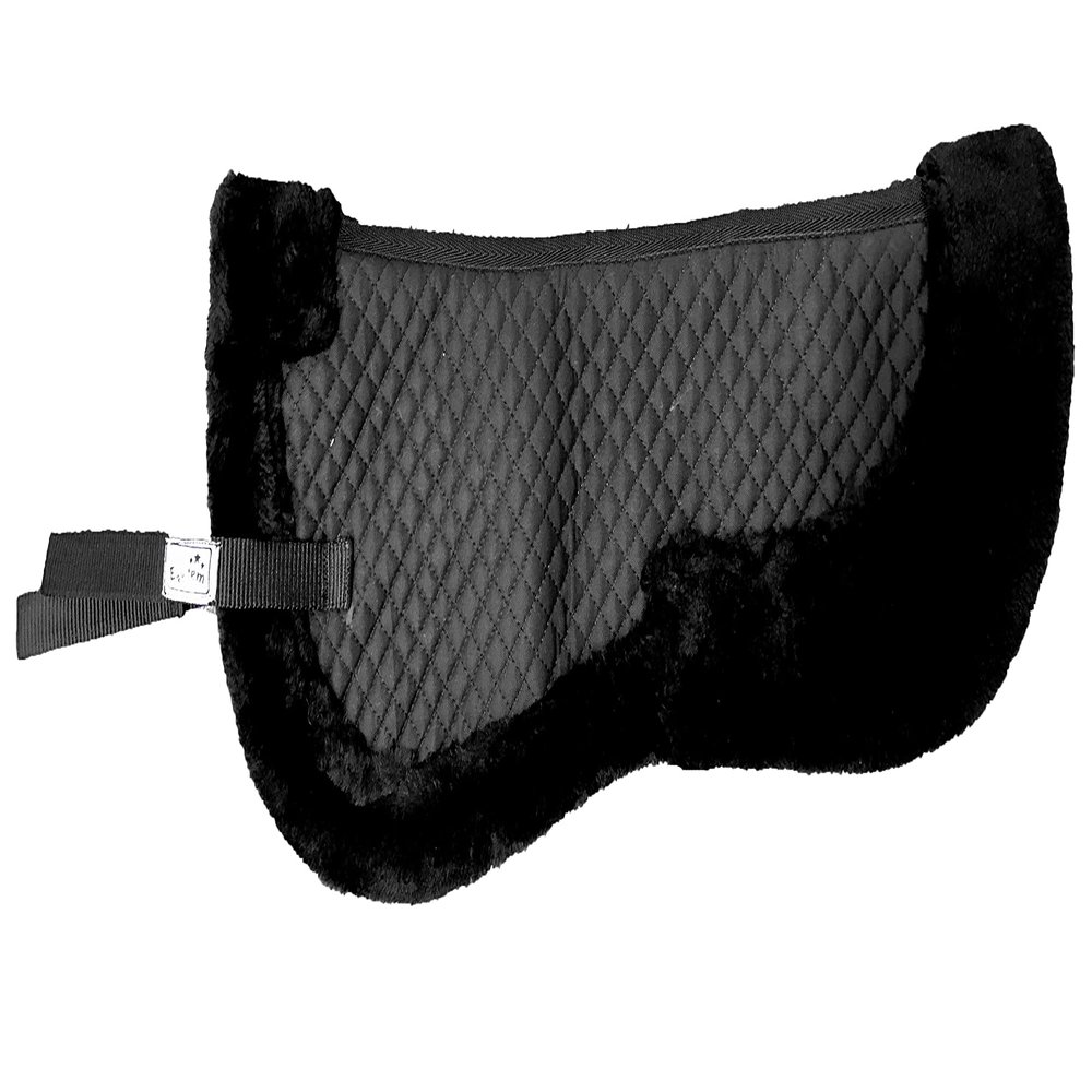 Equitem Faux Fur Trim Half Pad for Pony English Riding Saddle Correction (Black)