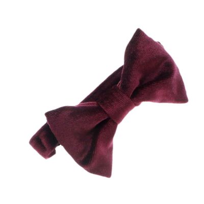My Lello Velvet Baby Pre- Tied Adjustable Bow Tie Solid Formal Tuxedo Style - Wine