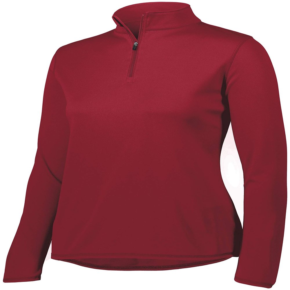 Augusta Sportswear Womens Attain Wicking Quarter Zip Pullover - Running Long Sleeve Jacket with Sun Protection R7 Cardinal