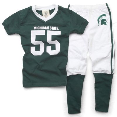 Wes & Willy Michigan State Spartans SS Football Pajama As Shown