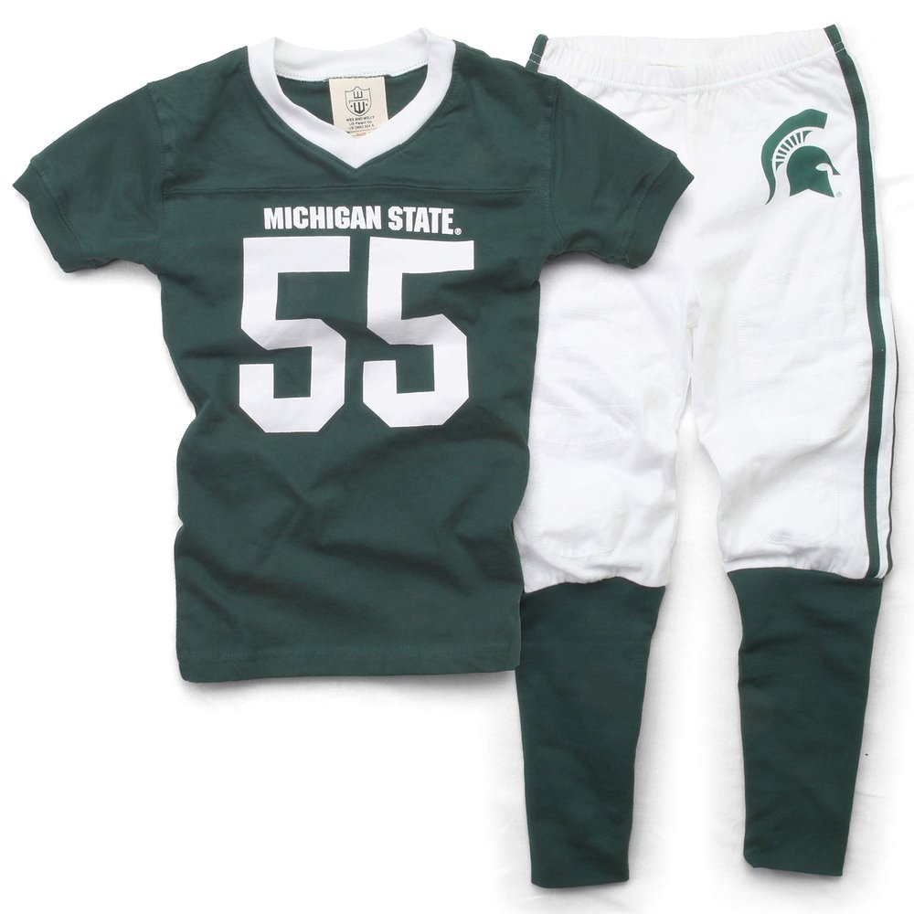 Wes & Willy Michigan State Spartans SS Football Pajama As Shown