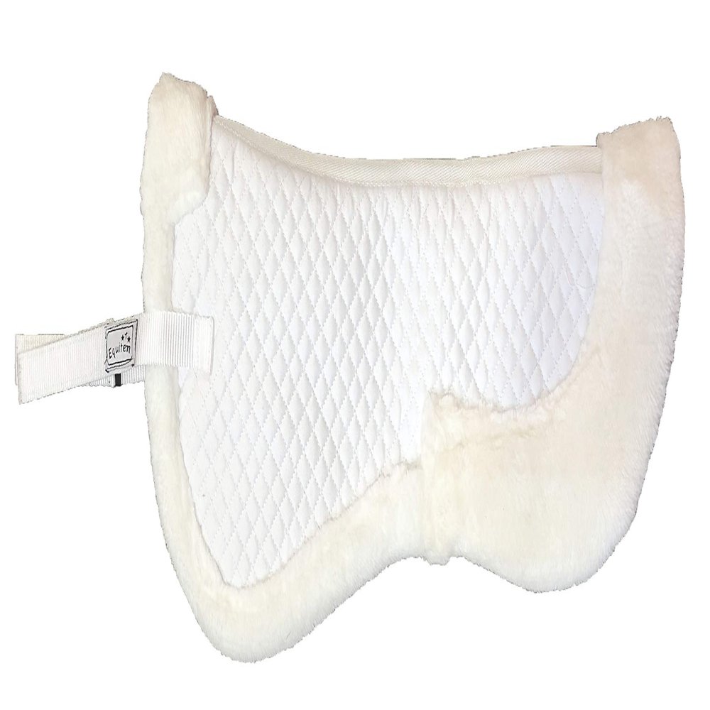Equitem Faux Fur Trim Half Pad for Pony English Riding Saddle Correction (White)