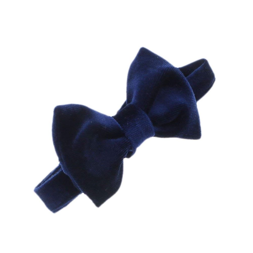 My Lello Velvet Baby Pre- Tied Adjustable Bow Tie Solid Formal Tuxedo Style - Navy