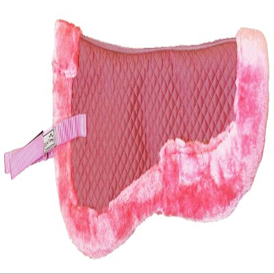 Equitem Faux Fur Trim Half Pad for Pony English Riding Saddle Correction (Pink)