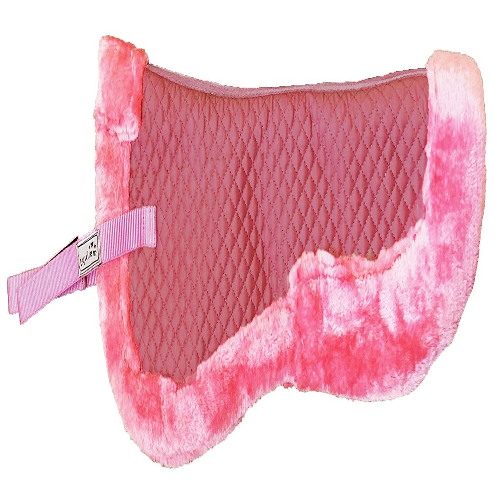 Equitem Faux Fur Trim Half Pad for Pony English Riding Saddle Correction (Pink)