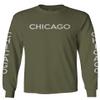 0335. City of Chicago Classic Design Illinois Men's Long Sleeve t Shirt (Olive, X-Large) view 1