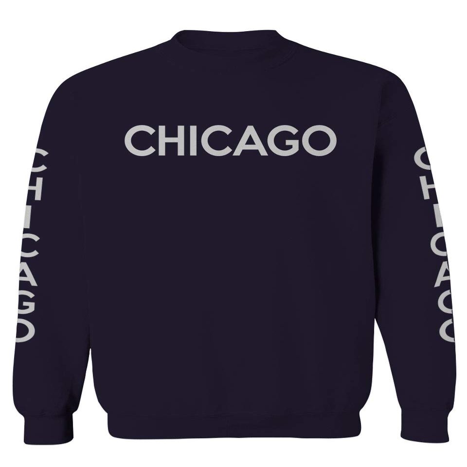 0335. City of Chicago Classic Design Illinois Men's Crewneck Sweatshirt (Navy Large)