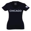 0335. City of Chicago Classic Design Illinois for Women V Neck Fitted T Shirt (Black, X Small) view 1
