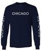 0335. City of Chicago Classic Design Illinois Men's Long Sleeve t Shirt (Navy Blue, Large) view 1