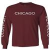 0335. City of Chicago Classic Design Illinois Men's Long Sleeve t Shirt (Maroon Large) view 1