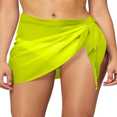 Conceited Swimsuit Coverup for Women - Cover ups for Swimwear Women - Beach Sarong Skirt - Neon Yellow - Small-Medium