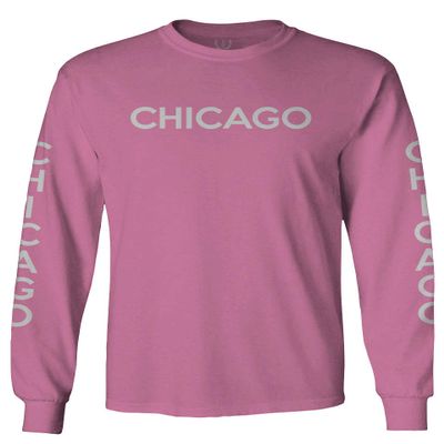 0335. City of Chicago Classic Design Illinois Men's Long Sleeve t Shirt (Pink X-Large)