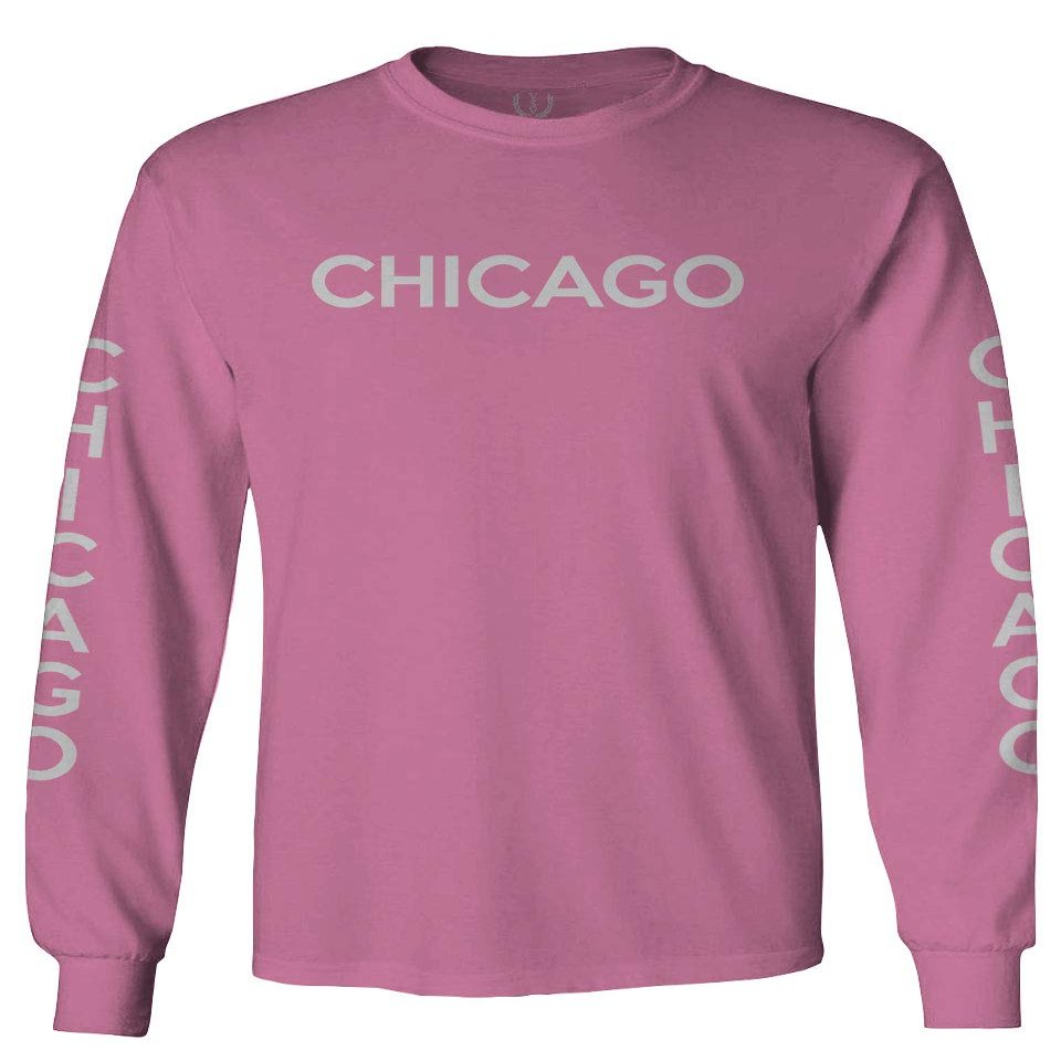 0335. City of Chicago Classic Design Illinois Men's Long Sleeve t Shirt (Pink X-Large)