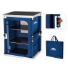 EAGLE PEAK Outdoor Folding Camping Table with Large 3-Tier Storage Organizer and Side Pockets, Easy Set Up Portable Aluminum Camping Kitchen, Blue view 1