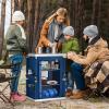 EAGLE PEAK Outdoor Folding Camping Table with Large 3-Tier Storage Organizer and Side Pockets, Easy Set Up Portable Aluminum Camping Kitchen, Blue view 2