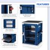 EAGLE PEAK Outdoor Folding Camping Table with Large 3-Tier Storage Organizer and Side Pockets, Easy Set Up Portable Aluminum Camping Kitchen, Blue view 4