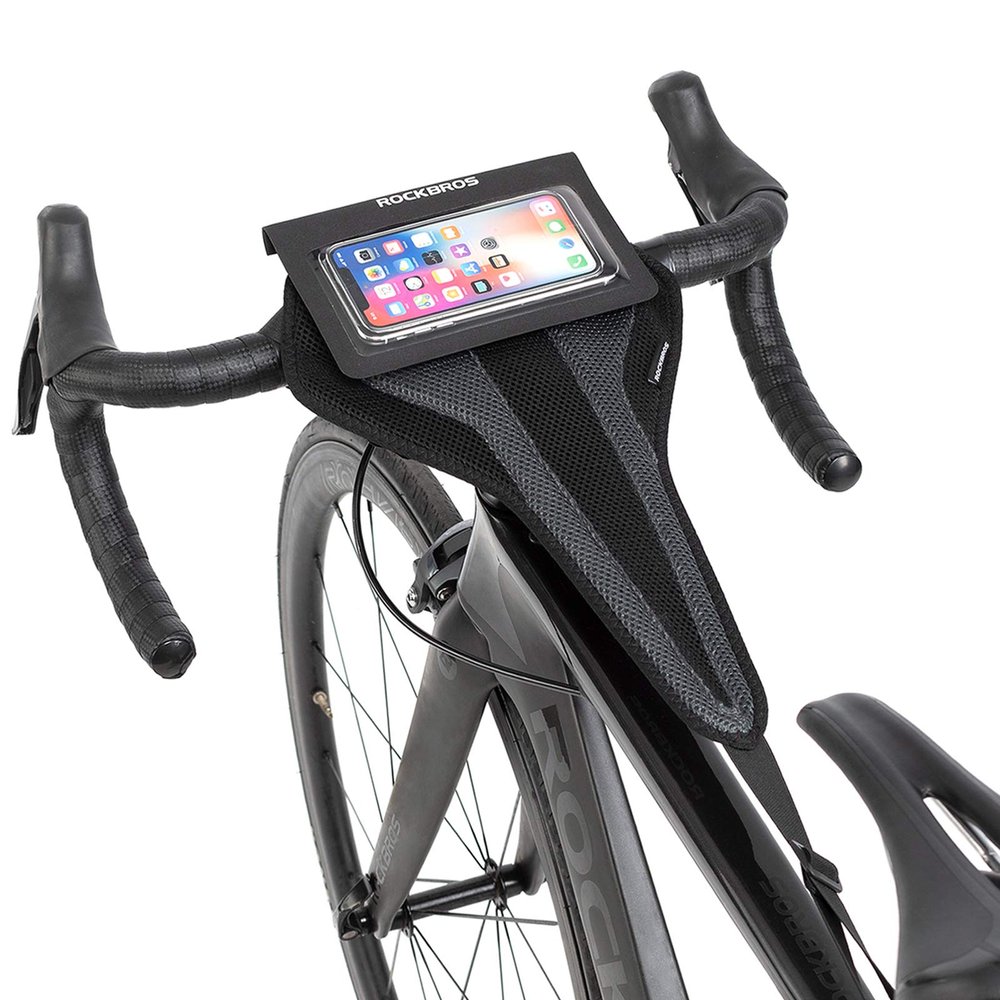 ROCKBROS Bike Sweat Guard Bicycle Trainer Sweat Net with Phone Pouch Bike Sweat Catcher Net Sweat Protector for Indoor Cycling Training Compatible with iPhone 12 11 Phones Below 6.2