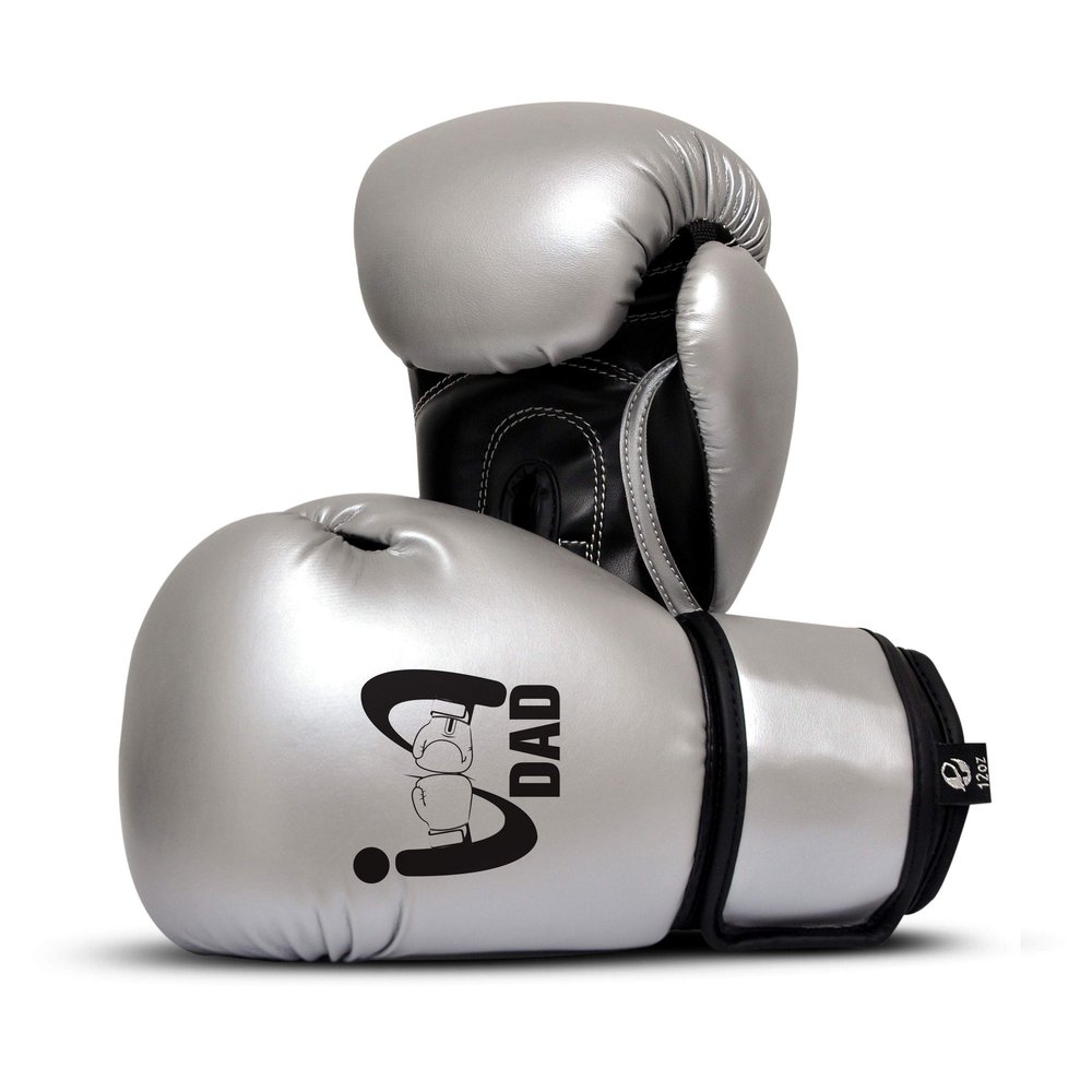 I Boxing Dad - Kids Boxing Gloves MMA Boxing Muay Thai Bag Work (Silver, 8 Oz)