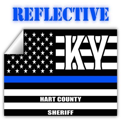 Reflective Hart County Kentucky KY Thin Blue Line Stealthy Old Glory USA Flag | Honoring Law Enforcement Officers Sheriffs | County State Decal Bumper Sticker 3M Vinyl 3" x 5"