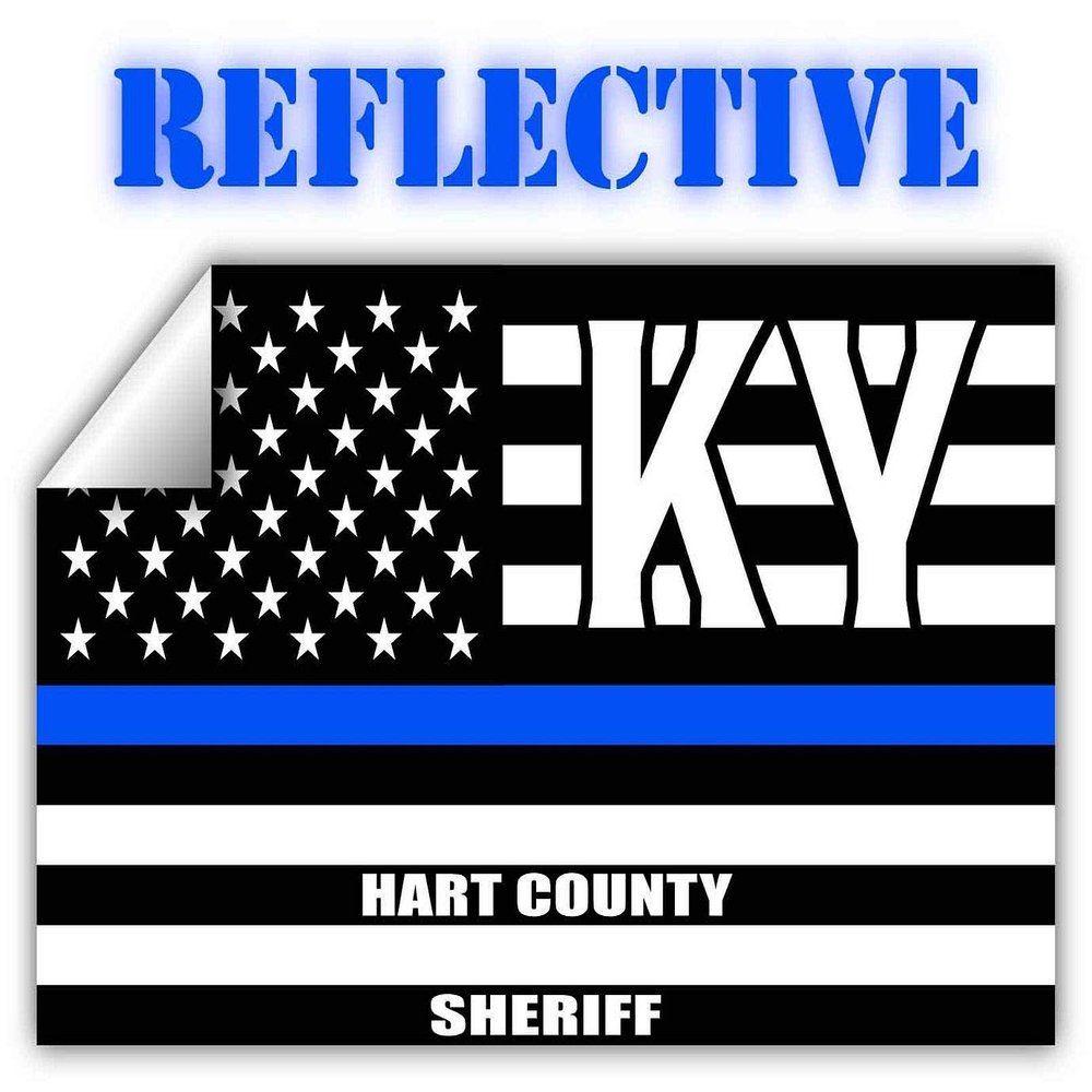 Reflective Hart County Kentucky KY Thin Blue Line Stealthy Old Glory USA Flag | Honoring Law Enforcement Officers Sheriffs | County State Decal Bumper Sticker 3M Vinyl 3" x 5"