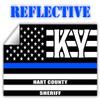 Reflective Hart County Kentucky KY Thin Blue Line Stealthy Old Glory USA Flag | Honoring Law Enforcement Officers Sheriffs | County State Decal Bumper Sticker 3M Vinyl 3" x 5" view 1