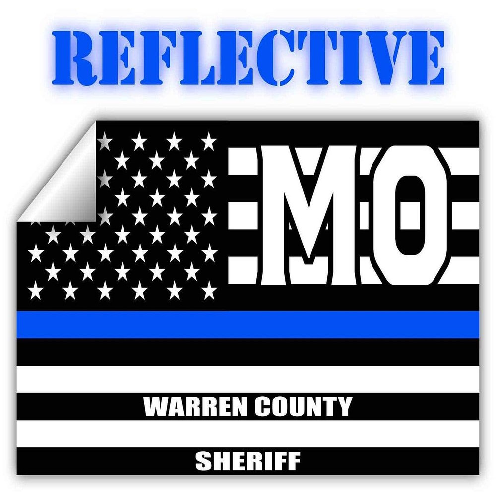 Reflective Warren County Missouri MO Thin Blue Line Stealthy Old Glory USA Flag | Honoring Law Enforcement Officers Sheriffs | County State Decal Bumper Sticker 3M Vinyl 3" x 5"