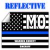 Reflective Warren County Missouri MO Thin Blue Line Stealthy Old Glory USA Flag | Honoring Law Enforcement Officers Sheriffs | County State Decal Bumper Sticker 3M Vinyl 3" x 5" view 1