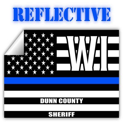 Reflective Dunn County Wisconsin WI Thin Blue Line Stealthy Old Glory USA Flag | Honoring Law Enforcement Officers Sheriffs | County State Decal Bumper Sticker 3M Vinyl 3" x 5"