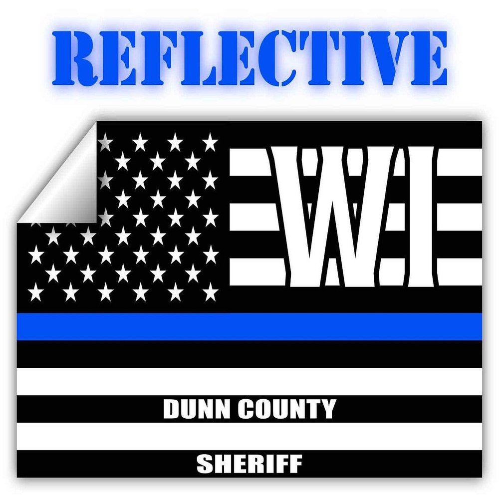 Reflective Dunn County Wisconsin WI Thin Blue Line Stealthy Old Glory USA Flag | Honoring Law Enforcement Officers Sheriffs | County State Decal Bumper Sticker 3M Vinyl 3" x 5"
