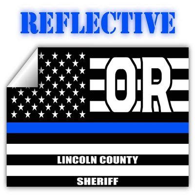 Reflective Lincoln County Oregon OR Thin Blue Line Stealthy Old Glory USA Flag | Honoring Law Enforcement Officers Sheriffs | County State Decal Bumper Sticker 3M Vinyl 3" x 5"