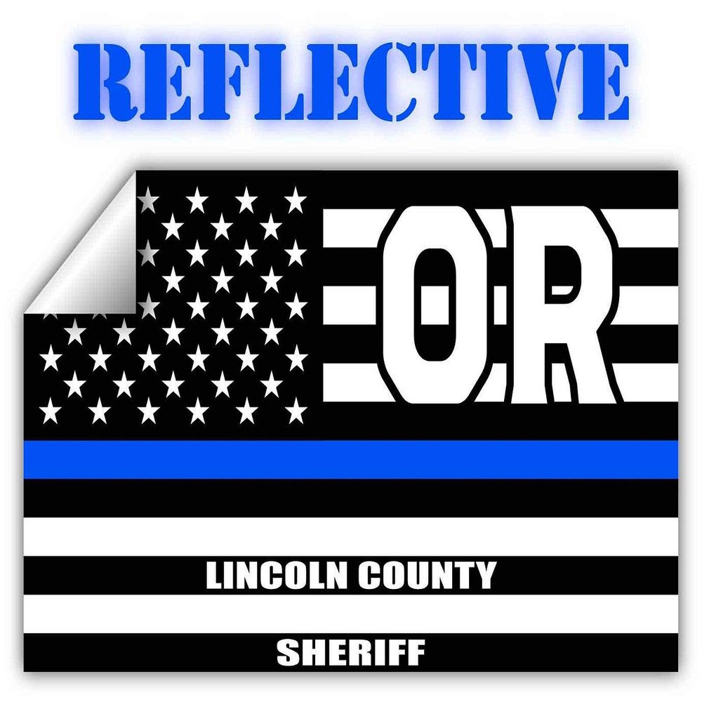 Reflective Lincoln County Oregon OR Thin Blue Line Stealthy Old Glory USA Flag | Honoring Law Enforcement Officers Sheriffs | County State Decal Bumper Sticker 3M Vinyl 3" x 5"