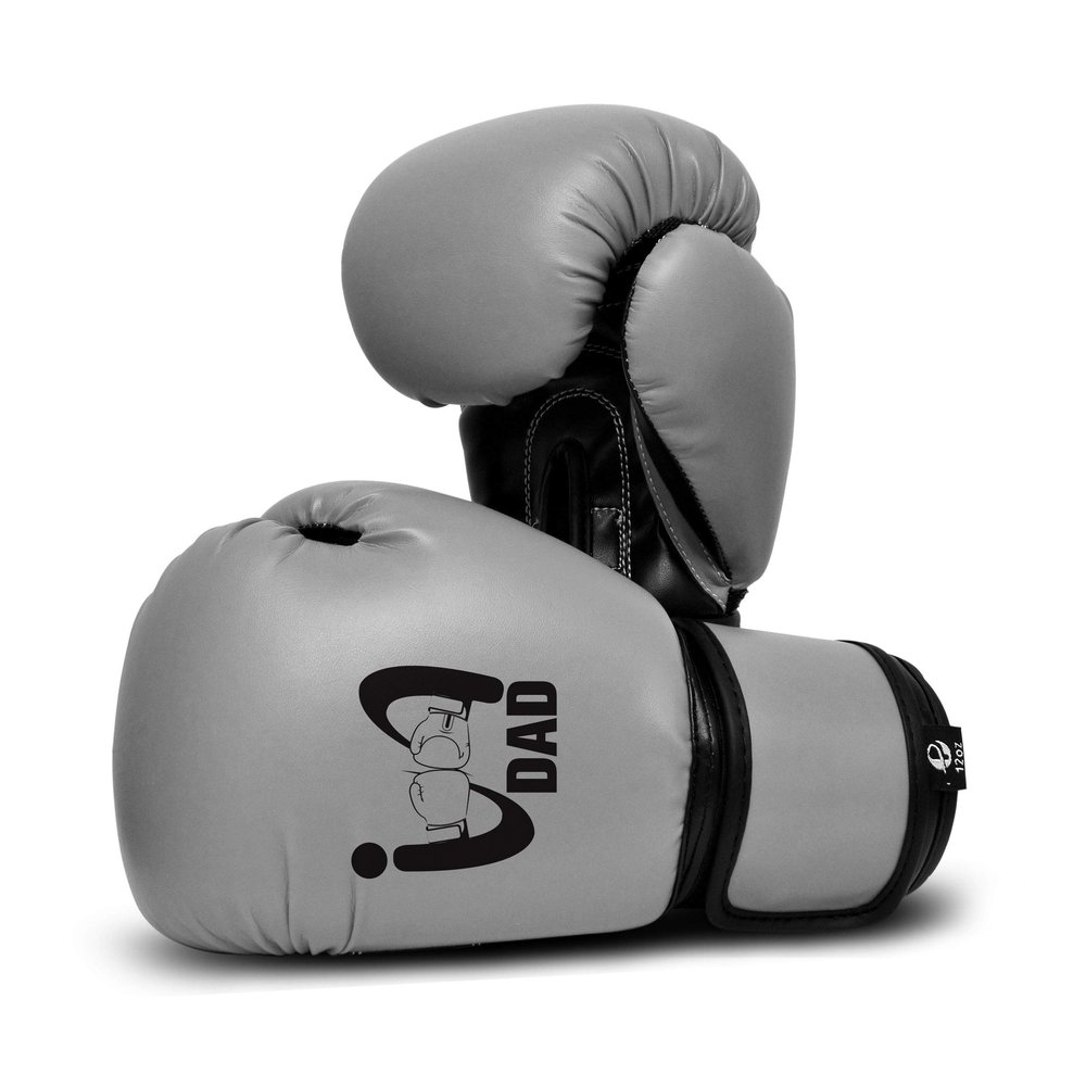I Boxing Dad - Kids Boxing Gloves MMA Boxing Muay Thai Bag Work (Gray, 6 Oz)