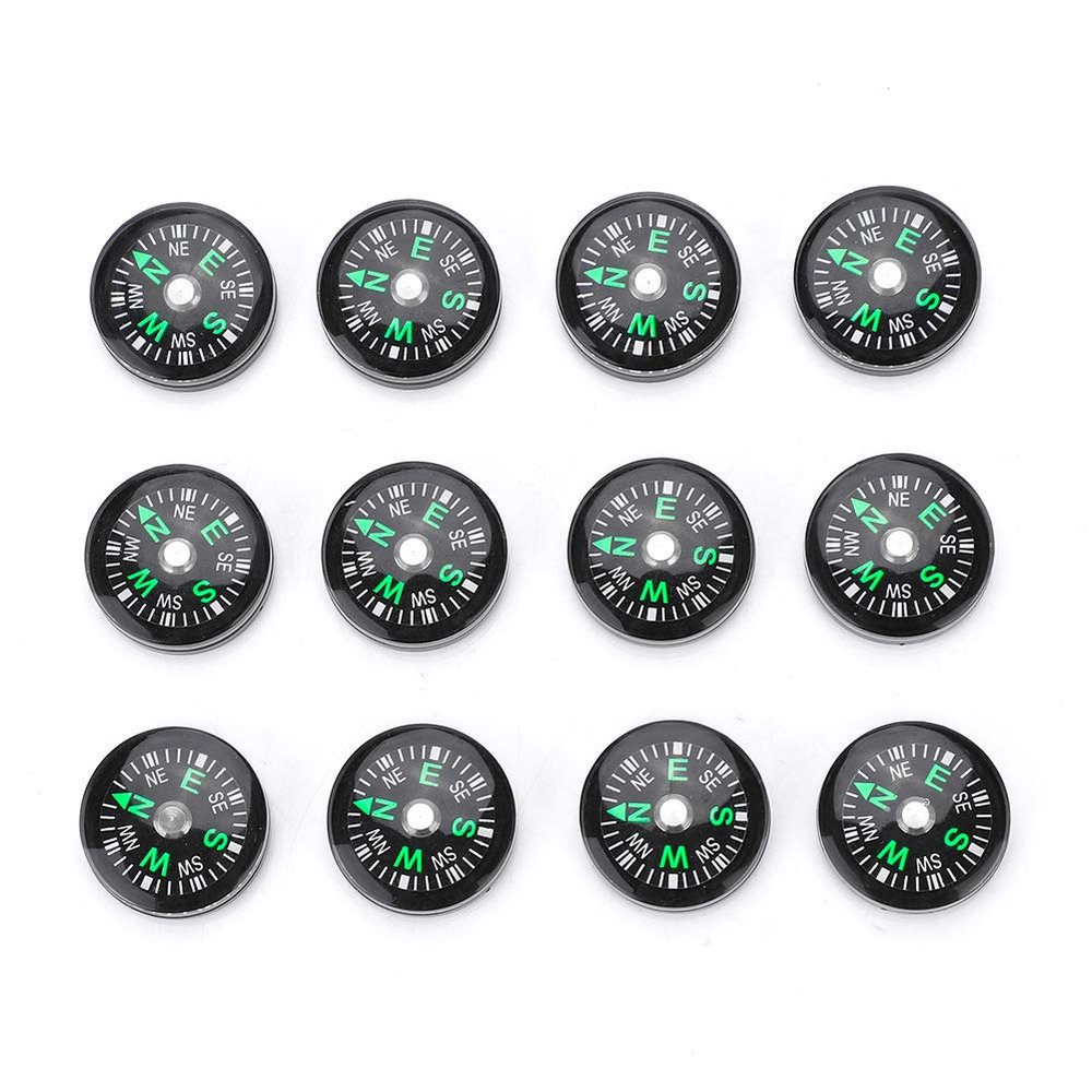01 Lightweight Pocket Compass Portable Oil Filled Button Compass Stability 20mm 12PCS for Hiking Camping