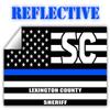 Reflective Lexington County South Carolina SC Thin Blue Line Stealthy Old Glory USA Flag | Honoring Law Enforcement Officers Sheriffs | County State Decal Bumper Sticker 3M Vinyl 3" x 5" view 1